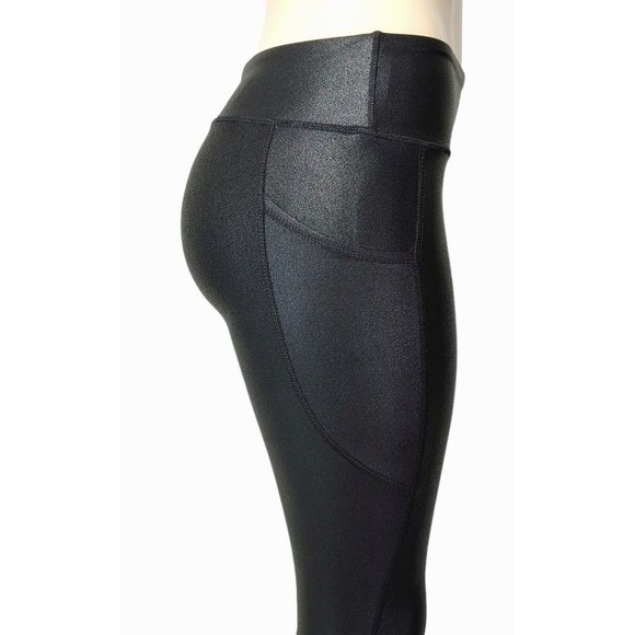 Retro Gong Womens Faux Leather Ankle Leggings Stretch High Waisted Size S - Picture 6 of 13